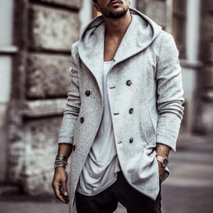 British Men's Hooded Wool Coat