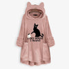 I D0 WH4T I W4NT FLUFFY FLEECE OVERSIZE HOODIE WITH CAT EARS