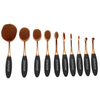 10 Piece Black and Gold Oval Brush Set